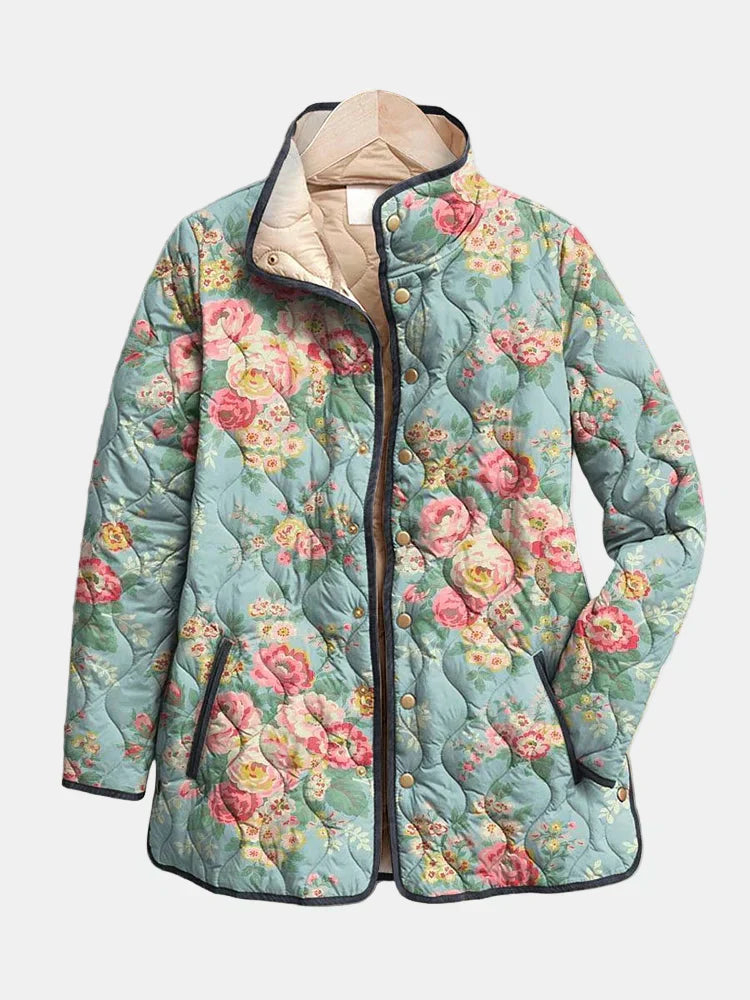 Elara | Veste en Tissu Matelassé à Imprimé Floral