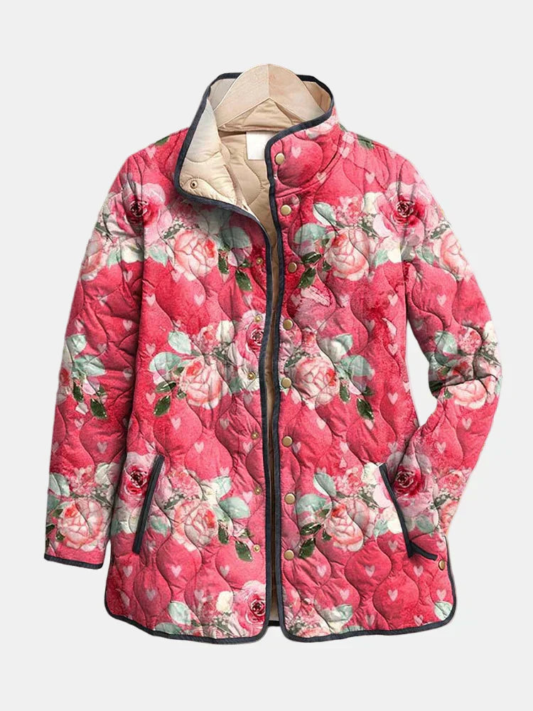 Freya | Charmante Veste Matelassée à Imprimé Floral Rose
