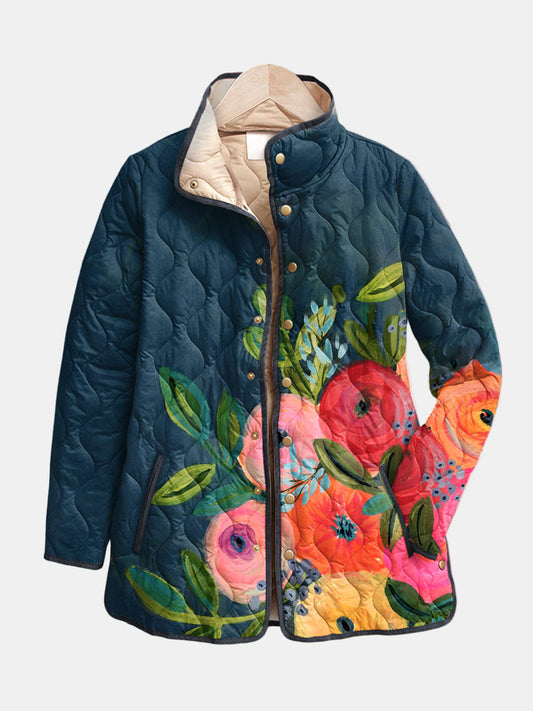 Amaya | Veste matelassée à imprimé floral vintage