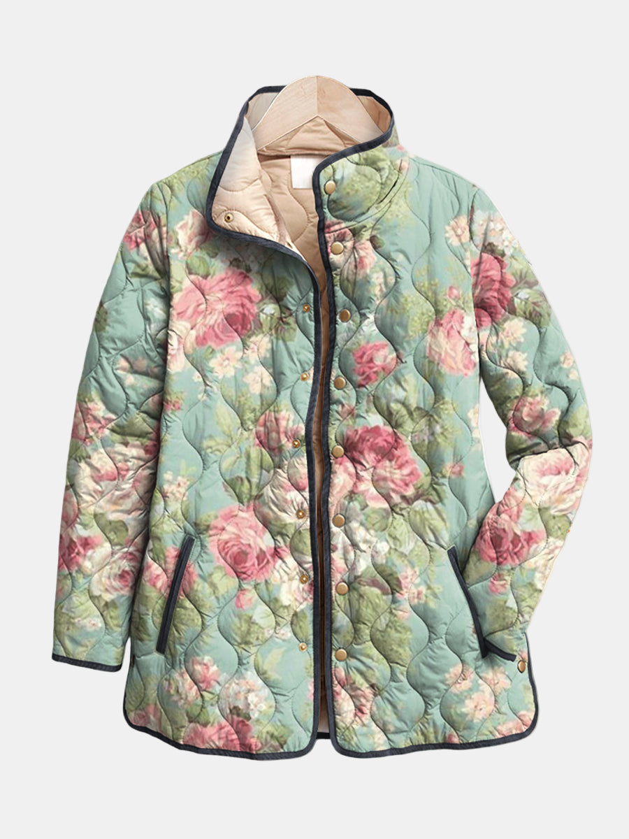 Carys | Veste Matelassée à Motif Floral Rétro