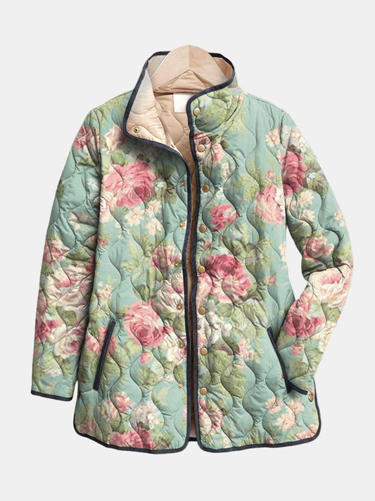 Carys | Veste Matelassée à Motif Floral Rétro