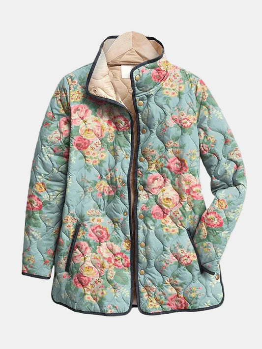 Elara | Veste en Tissu Matelassé à Imprimé Floral
