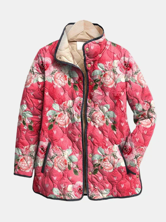 Freya | Charmante Veste Matelassée à Imprimé Floral Rose
